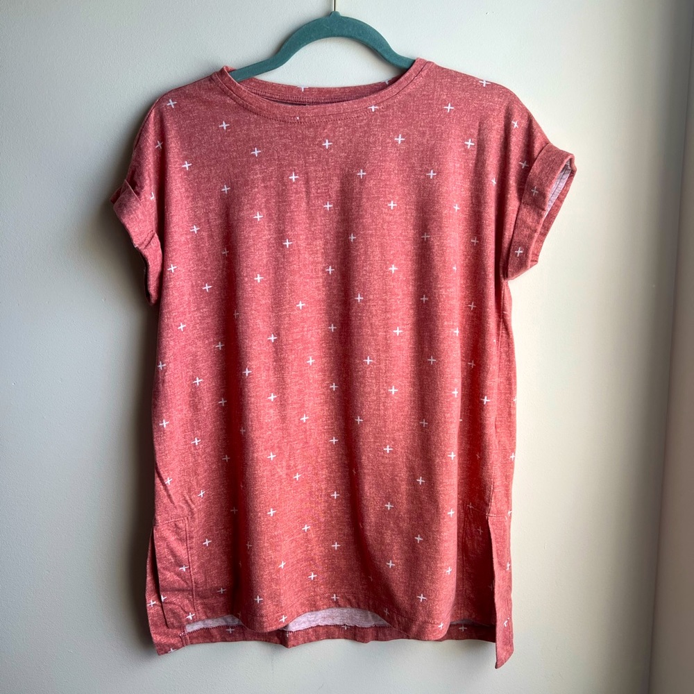 Lularoe XS Coral and White Plus Tee